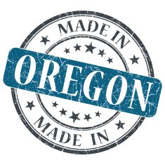 made in Oregon blue round grunge isolated stamp