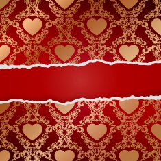Ragged paper with pattern of hearts