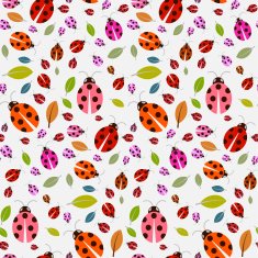 Seamless Pattern with Ladybirds and Leaves N2