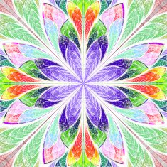 Multicolor beautiful fractal in stained glass window style N12