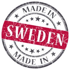 made in Sweden red grunge round stamp
