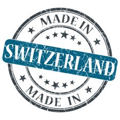 made in Switzerland blue grunge round stamp