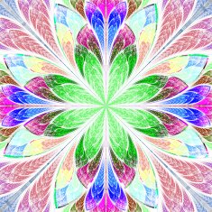 Multicolor beautiful fractal in stained glass window style N13