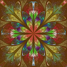 Multicolor beautiful fractal in stained glass window style N14