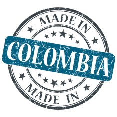 made in COLOMBIA blue grunge stamp isolated on white background