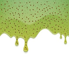 Drips of kiwi or gooseberry jam Flowing liquid