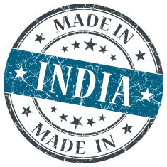 made in India blue grunge round stamp
