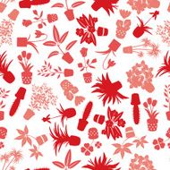 home houseplants and flowers pattern eps10