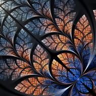 Fabulous fractal pattern in blue and beige Tree foliage