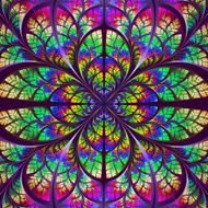 Multicolor fabulous fractal pattern Collection - tree foliage N8