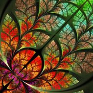 Multicolor fabulous fractal pattern Collection - tree foliage N9