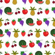 Seamless pattern of fruit background with style pixel-art