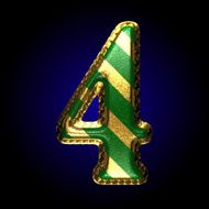 vector golden and green letter 4 N3
