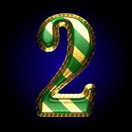 vector golden and green letter 2 N2