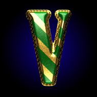 vector golden and green letter v N2