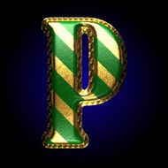 vector golden and green letter p N2