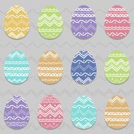 Easter egg set with hand drawn ornament Seamless vector pattern N3