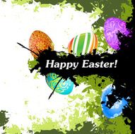 Grungy Easter Background with Decorated Eggs N6