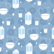 Seamless milk theme pattern Box glass and jar Blue color
