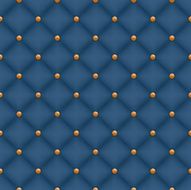 Seamless glam dark blue velvet quilted background with golden pins N2