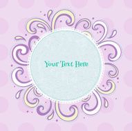 Swirls colorful vintage background Round green frame on purple back