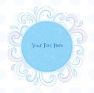Swirls colorful vintage background Round blue frame on white back