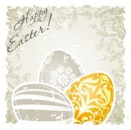 Grungy Easter Background with Decorated Eggs N7