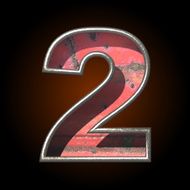 Vector old metal letter 2 N2