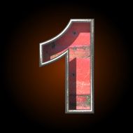 Vector old metal letter 1 N2