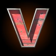 Vector old metal letter v N3