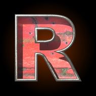 Vector old metal letter r N2