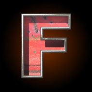 Vector old metal letter f N3