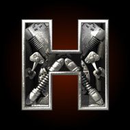 vector figure h with engine inside