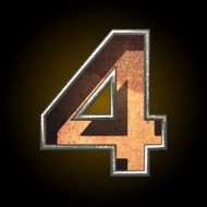 Vector old metal letter 4 N3