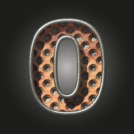 Vector old metal letter 0 N3