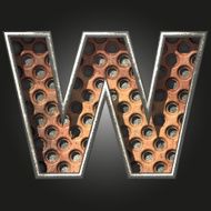 Vector old metal letter w N3