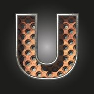 Vector old metal letter u N3