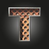 Vector old metal letter t N2