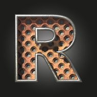 Vector old metal letter r N3