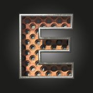 Vector old metal letter e N3