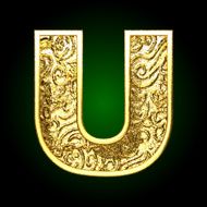 Vector golden cutted figure u