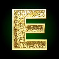 Vector golden cutted figure e