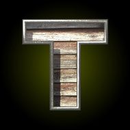 Vector wooden cutted figure t