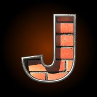 Vector brick cutted figure j
