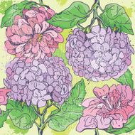 Floral Seamless Pattern with handdrawn flowers - gardenia and peony