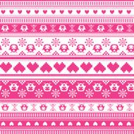 Seamless Winter Sweater pattern with Hearts and Owls N9