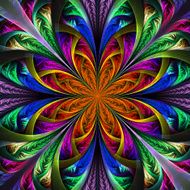 Beautiful multicolor fractal flower Computer generated graphics N7