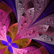 Beautiful fractal flower in blue and pink N2