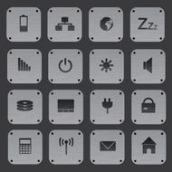 metal texture buttons with replaceable computer icons eps10