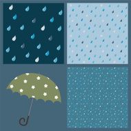 Set of colorful patterns with raindrops
